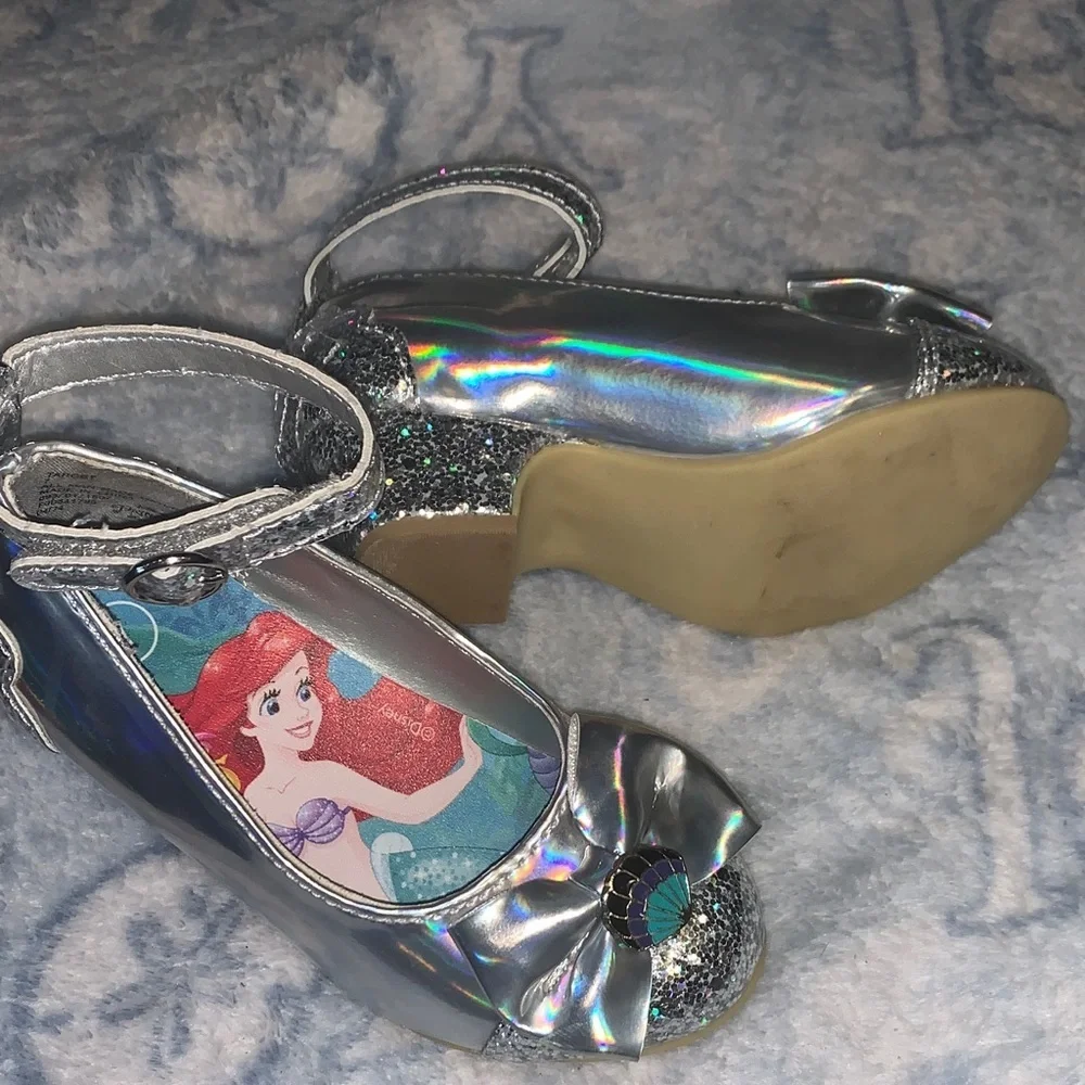 Disney Silver Glitter Ariel Kids Dress Shoes